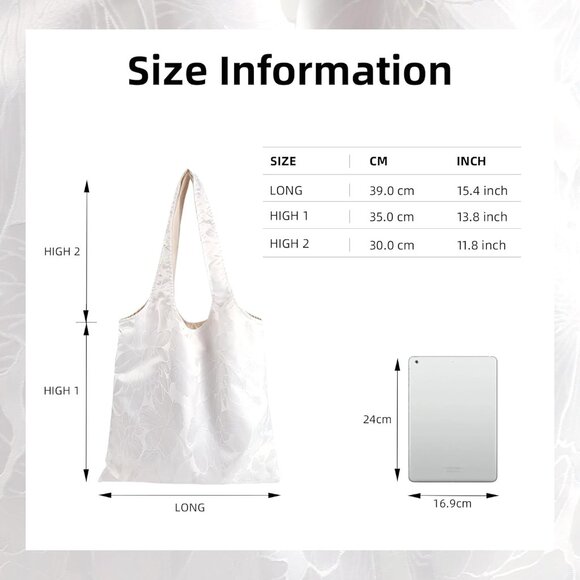 Women’s Large Capacity Rayon Hobo Bag with Inner Pockets in Snowflake Color - Picture 2 of 6